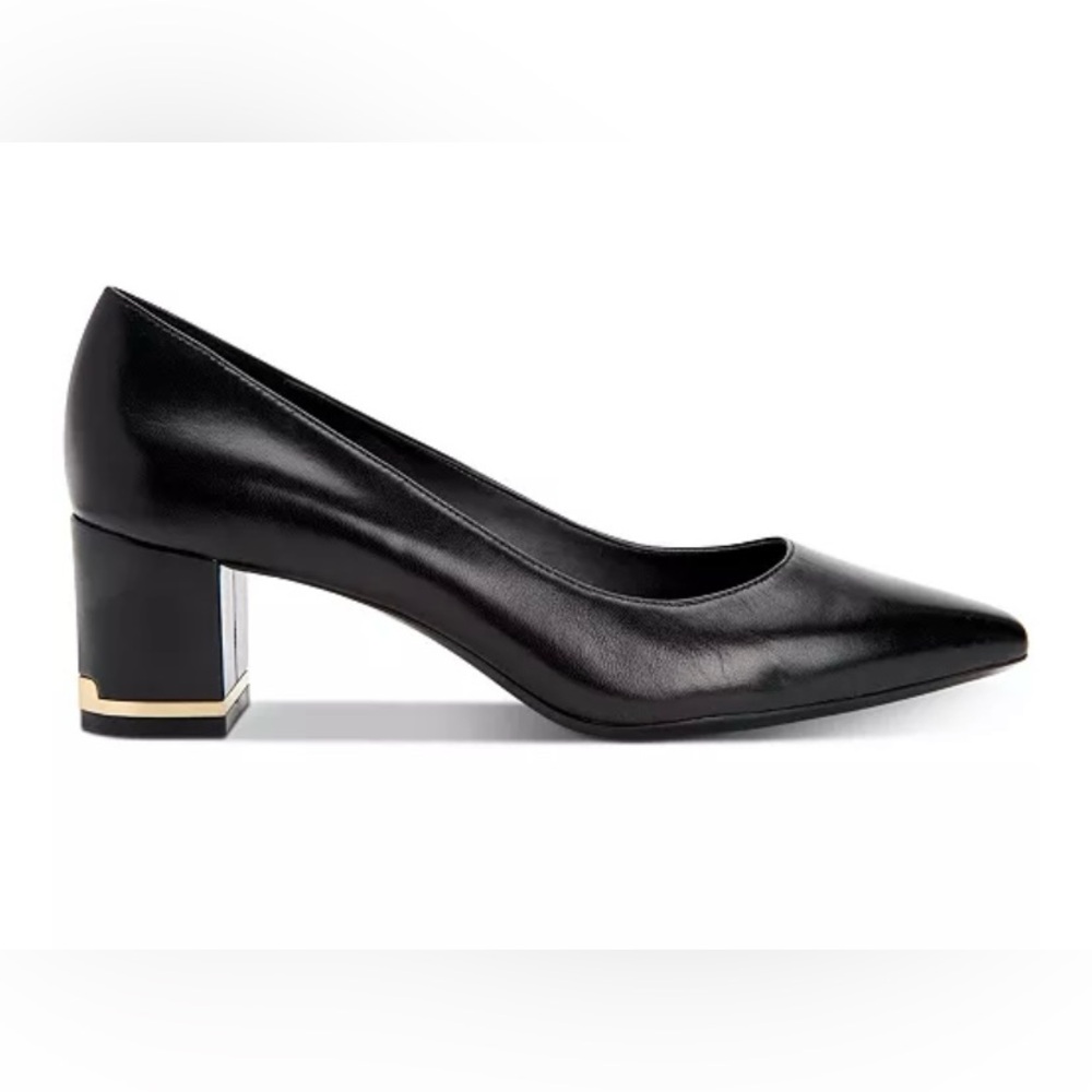 Calvin Klein Pointy Toe Pumps with Gold Hardware